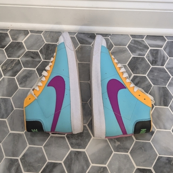 Nike Blazer Mid Aurora Purple Multicolor High Top Sneakers Youth 6 - Picture 5 of 8